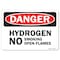 Signmission OSHA, Hydrogen No Smoking No Open Flames, 5in X 3.5in, 10PK, 3.5" W, 5" L, Landscape, PK10 OS-DS-D-35-L-19401-10PK - alternate 1